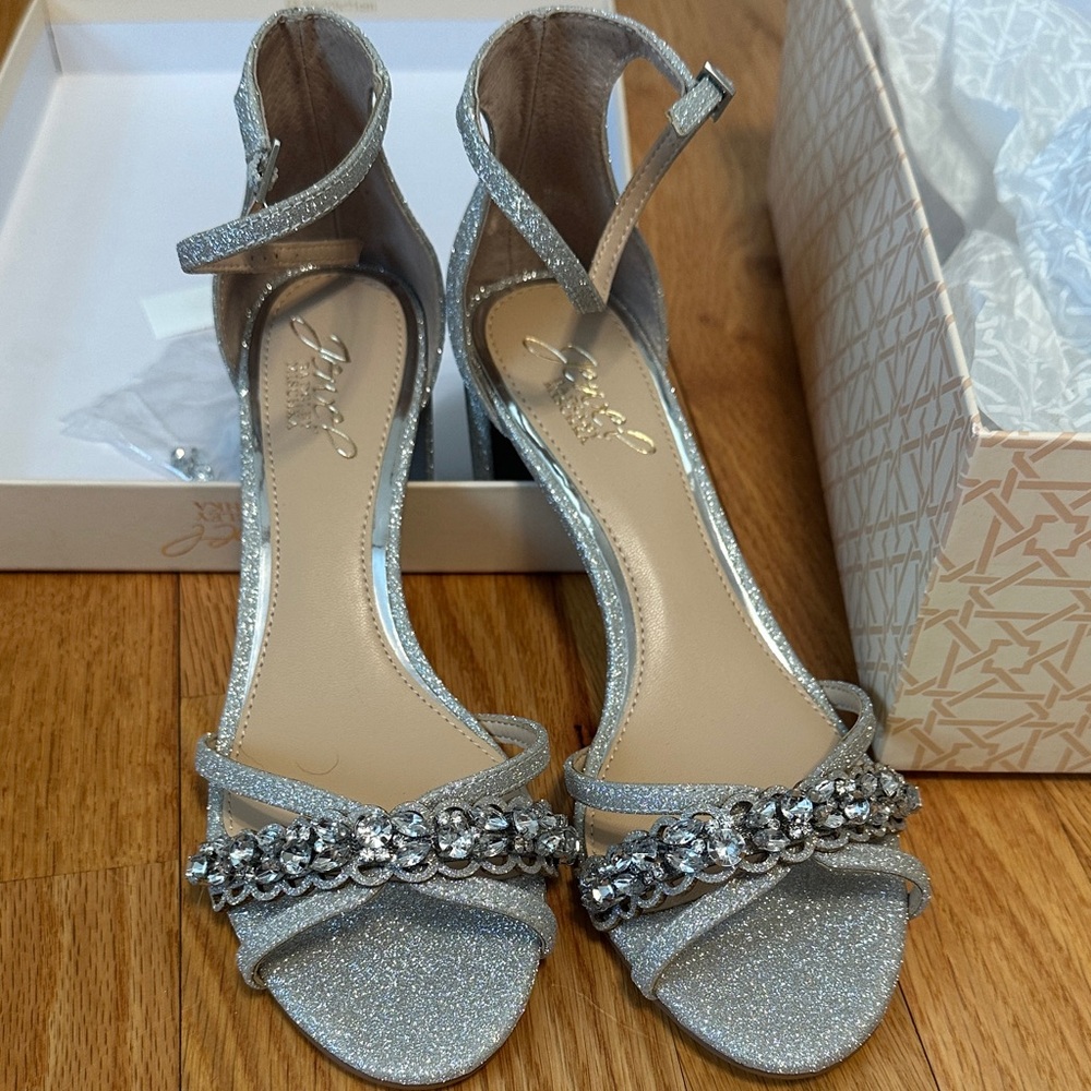 Elegant Silver Glitter Heels